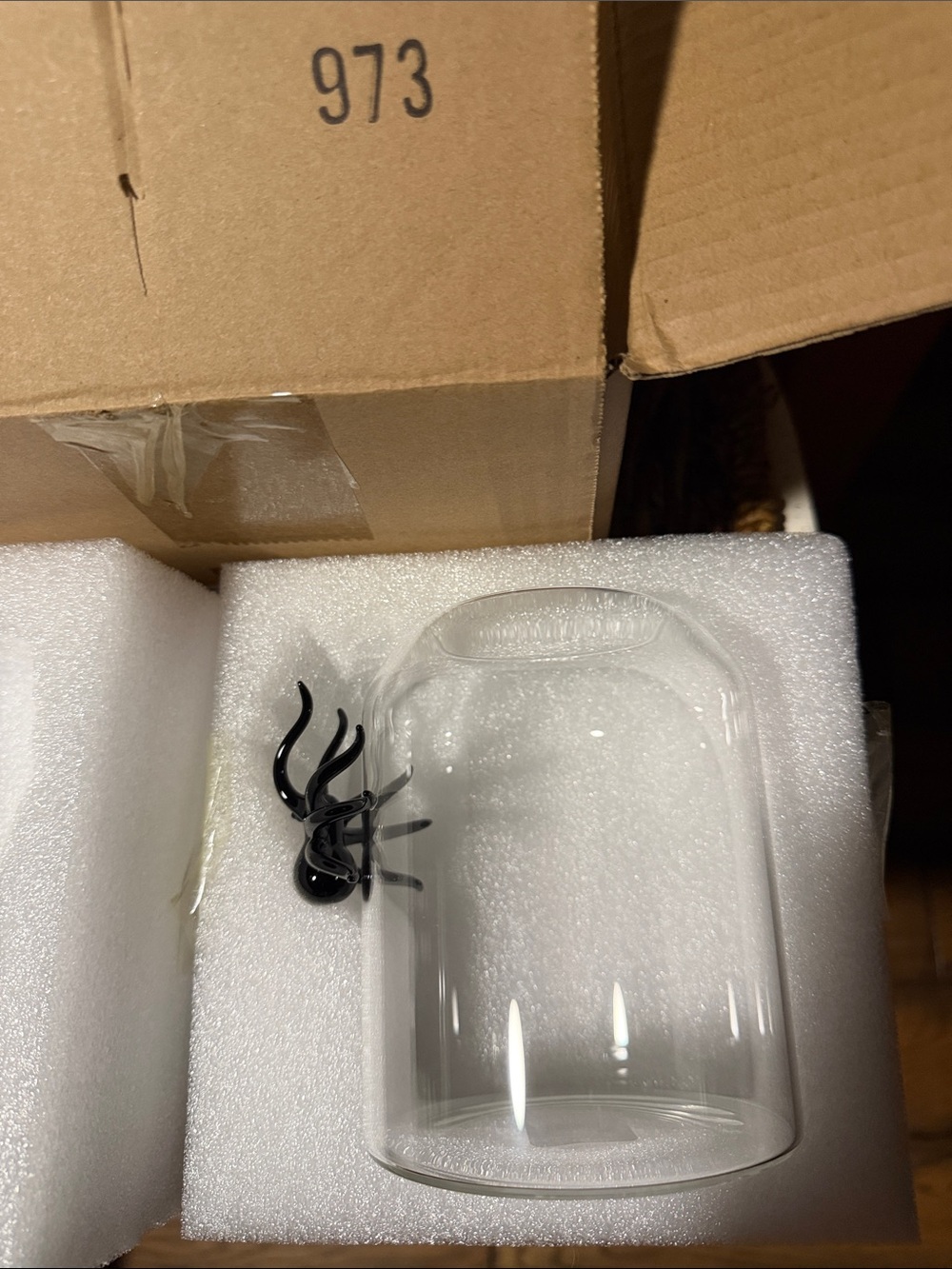 West Elm Clear Glass Dome Bud Vase with Black Spider 🕷️ Accent BBIB - Picture 4 of 6